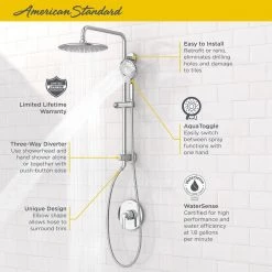 American Standard Spectra Versa 4-Spray Round 24 in. Wall Bar Shower Kit with Hand Shower 1.8 GPM in Legacy Bronze -Bathroom Faucets Store legacy bronze american standard wall bar shower kits 9038804 278 a0 1000