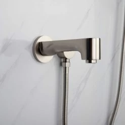 Lexora Luviah Stainless Steel Round Shower Set with Handheld Showerwand in Brushed Nickel -Bathroom Faucets Store lexora shower jets lss13011bn 1d 1000