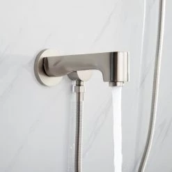 Lexora Luviah Stainless Steel Round Shower Set with Handheld Showerwand in Brushed Nickel -Bathroom Faucets Store lexora shower jets lss13011bn 77 1000