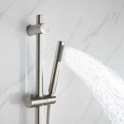 Lexora Luviah Stainless Steel Round Shower Set with Handheld Showerwand in Brushed Nickel -Bathroom Faucets Store lexora shower jets lss13011bn a0 1000