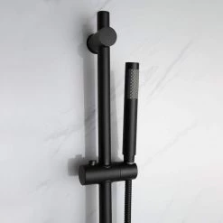 Lexora Luviah Stainless Steel Round Shower Set with Handheld Showerwand in Matte Black -Bathroom Faucets Store lexora shower jets lss13011mb a0 1000