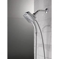 Delta In2ition 5-Spray Patterns 2.5 GPM 5.25 in. Wall Mount Dual Shower Heads with H2Okinetic in Lumicoat Chrome -Bathroom Faucets Store lumicoat chrome delta dual shower heads 58474 pr25 76 1000