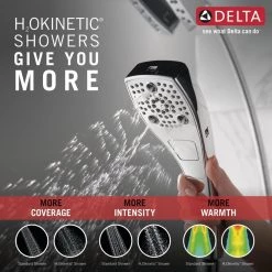 Delta In2ition 5-Spray Patterns 2.5 GPM 5.25 in. Wall Mount Dual Shower Heads with H2Okinetic in Lumicoat Chrome -Bathroom Faucets Store lumicoat chrome delta dual shower heads 58474 pr25 a0 1000