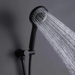 Flynama Single-Handle 1- -Spray Rain Pressure Balanced Wall Mounted Shower Faucet with Handheld in Matt Black (Valve Included) -Bathroom Faucets Store matt black flynama shower faucets rb rcs81008mb 1f 1000