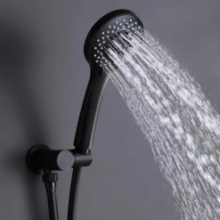 Flynama Single-Handle 1- -Spray Rain Pressure Balanced Wall Mounted Shower Faucet with Handheld in Matt Black (Valve Included) -Bathroom Faucets Store matt black flynama shower faucets rb rcs81008mb 44 1000