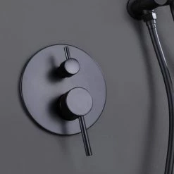 Flynama Single-Handle 1- -Spray Rain Pressure Balanced Wall Mounted Shower Faucet with Handheld in Matt Black (Valve Included) -Bathroom Faucets Store matt black flynama shower faucets rb rcs81008mb 66 1000