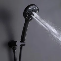 Flynama Single-Handle 1- -Spray Rain Pressure Balanced Wall Mounted Shower Faucet with Handheld in Matt Black (Valve Included) -Bathroom Faucets Store matt black flynama shower faucets rb rcs81008mb 76 1000