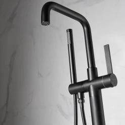 ROSWELL Delara Single-Handle Freestanding Tub Faucet with Hand Shower in Matte Black -Bathroom Faucets Store matt black roswell claw foot tub faucets 809215 btf mb 44 1000