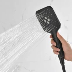 Toject Dinar 3-Spray Patterns with 1.8 GPM 9.8 in. Wall Mount Dual Shower Heads with Handheld Shower in Matte Black -Bathroom Faucets Store matt black toject dual shower heads dr 200 1d 1000