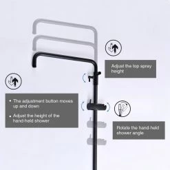 Toject Dinar 3-Spray Patterns with 1.8 GPM 9.8 in. Wall Mount Dual Shower Heads with Handheld Shower in Matte Black -Bathroom Faucets Store matt black toject dual shower heads dr 200 44 1000