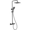 Toject Dinar 3-Spray Patterns with 1.8 GPM 9.8 in. Wall Mount Dual Shower Heads with Handheld Shower in Matte Black