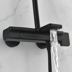 Toject Dinar 3-Spray Patterns with 1.8 GPM 9.8 in. Wall Mount Dual Shower Heads with Handheld Shower in Matte Black -Bathroom Faucets Store matt black toject dual shower heads dr 200 c3 1000