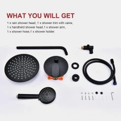 Toject Vision 5-Spray Patterns with 1.8 GPM 9.8 in. Wall Mount Dual Shower Heads with Handheld Shower in Matte Black -Bathroom Faucets Store matt black toject dual shower heads vs 200 1f 1000