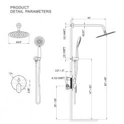 Toject Vision 5-Spray Patterns with 1.8 GPM 9.8 in. Wall Mount Dual Shower Heads with Handheld Shower in Matte Black -Bathroom Faucets Store matt black toject dual shower heads vs 200 40 1000