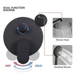Toject Vision 5-Spray Patterns with 1.8 GPM 9.8 in. Wall Mount Dual Shower Heads with Handheld Shower in Matte Black -Bathroom Faucets Store matt black toject dual shower heads vs 200 44 1000