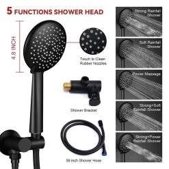 Toject Vision 5-Spray Patterns with 1.8 GPM 9.8 in. Wall Mount Dual Shower Heads with Handheld Shower in Matte Black -Bathroom Faucets Store matt black toject dual shower heads vs 200 4f 1000