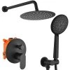 Toject Vision 5-Spray Patterns with 1.8 GPM 9.8 in. Wall Mount Dual Shower Heads with Handheld Shower in Matte Black