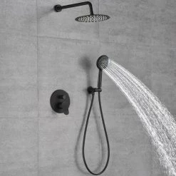 Toject Vision 5-Spray Patterns with 1.8 GPM 9.8 in. Wall Mount Dual Shower Heads with Handheld Shower in Matte Black -Bathroom Faucets Store matt black toject dual shower heads vs 200 a0 1000