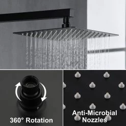 Aurora Decor Pomelo Single-Handle 3-Spray Shower Faucet with 10 in. Wall Mount Shower Head in Matte Black (Valve Included) 13 Aurora Decor Pomelo Single-Handle 3-Spray Shower Faucet with 10 in. Wall Mount Shower Head in Matte Black (Valve Included) -Bathroom Faucets Store matte aurora decor shower faucets ad 88018b 10 1f 1000