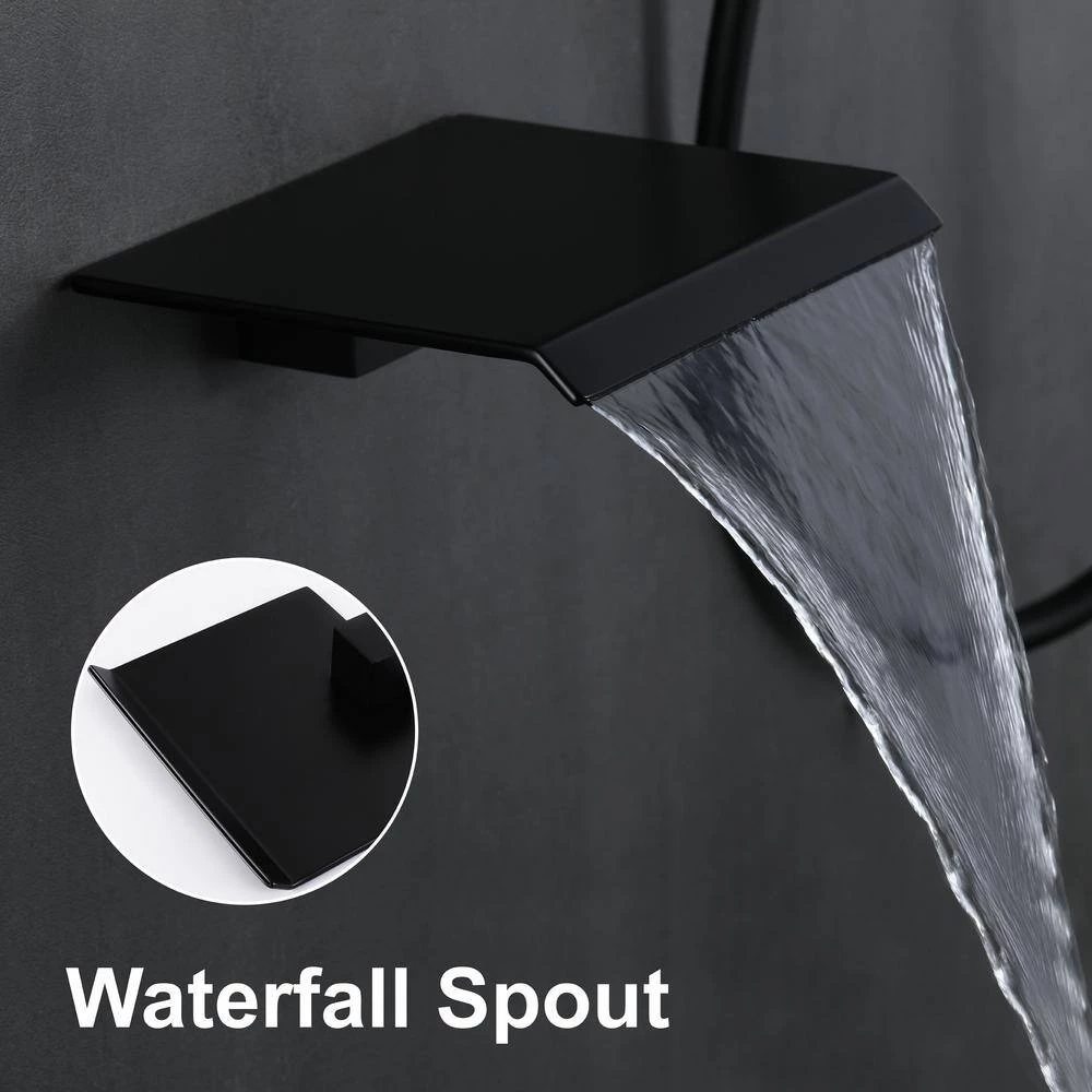 Aurora Decor Pomelo Single-Handle 3-Spray Shower Faucet with 10 in. Wall Mount Shower Head in Matte Black (Valve Included) 6 Aurora Decor Pomelo Single-Handle 3-Spray Shower Faucet with 10 in. Wall Mount Shower Head in Matte Black (Valve Included) - Image 6