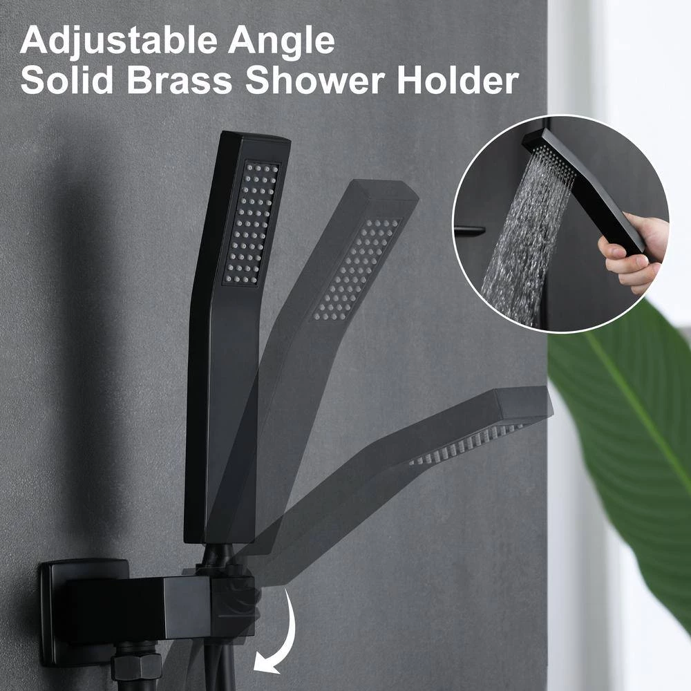 Aurora Decor Pomelo Single-Handle 3-Spray Shower Faucet with 10 in. Wall Mount Shower Head in Matte Black (Valve Included) 7 Aurora Decor Pomelo Single-Handle 3-Spray Shower Faucet with 10 in. Wall Mount Shower Head in Matte Black (Valve Included) - Image 7