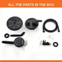 Aurora Decor Amo Single-Handle 15-Spray Shower Faucet with 8in Shower head in Matte Black (Valve Included) -Bathroom Faucets Store matte aurora decor shower faucets dsmdhd2a88044b 76 1000