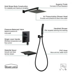 Boyel Living Wall Mount Single-Handle 1-Spray Tub and Shower Faucet in Matte Black - 10 Inch (Valve Included) -Bathroom Faucets Store matte black 10 inch boyel living bathtub shower faucet combos smd 88018b 10 1d 1000