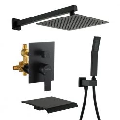 Boyel Living Wall Mount Single-Handle 1-Spray Tub and Shower Faucet in Matte Black - 10 Inch (Valve Included)