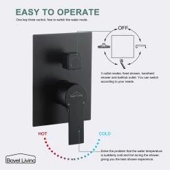 Boyel Living Wall Mount Single-Handle 1-Spray Tub and Shower Faucet in Matte Black - 10 Inch (Valve Included) -Bathroom Faucets Store matte black 10 inch boyel living bathtub shower faucet combos smd 88018b 10 66 1000