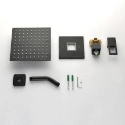 Aurora Decor ACAD Single-Handle 1-Spray Square Wall Mounted High Pressure Shower Faucet in Matte Black (Valve Included) -Bathroom Faucets Store matte black aurora decor shower faucets dsfhd2bnk0728 76 1000