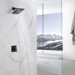 Aurora Decor ACAD Single-Handle 1-Spray Square Wall Mounted High Pressure Shower Faucet in Matte Black (Valve Included) -Bathroom Faucets Store matte black aurora decor shower faucets dsfhd2bnk0728 c3 1000