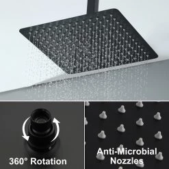 Aurora Decor ACA Single-Handle 1-Spray Square High Pressure Shower Faucet with handheld IN Matte Black(Valve Included) -Bathroom Faucets Store matte black aurora decor shower faucets sfsmdhd2b1mb 4f 1000