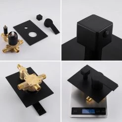 Aurora Decor ACA Single-Handle 1-Spray Square High Pressure Shower Faucet with handheld IN Matte Black(Valve Included) -Bathroom Faucets Store matte black aurora decor shower faucets sfsmdhd2b1mb 66 1000