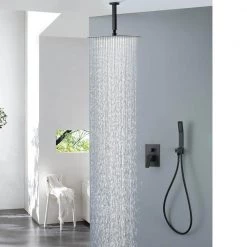 Aurora Decor ACA Single-Handle 1-Spray Square High Pressure Shower Faucet with handheld IN Matte Black(Valve Included) -Bathroom Faucets Store matte black aurora decor shower faucets sfsmdhd2b1mb c3 1000