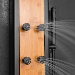 AKDY 57 In. 8-Jet Multifunction Shower Panel System With Adjustable Rainfall Shower Head And Handheld Shower head 17 AKDY 57 In. 8-Jet Multifunction Shower Panel System With Adjustable Rainfall Shower Head And Handheld Shower head -Bathroom Faucets Store matte black bamboo akdy shower towers sp0135 c3 1000