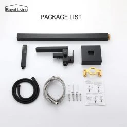 Boyel Living Freestanding Floor Mount Single Handle Waterfall Tub Filler Faucet with Handheld Shower in Matte Black -Bathroom Faucets Store matte black boyel living claw foot tub faucets smd 18037b 76 1000