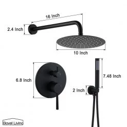 Boyel Living 1-Spray Patterns 10 in. Dual Shower Head and Handheld Shower Head in Matte Black -Bathroom Faucets Store matte black boyel living dual shower heads bl0131 10mb c3 1000