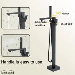 Boyel Living 2-Handle Claw Foot Freestanding Tub Faucet with Hand Shower Floor Mount Bathtub Faucet in Matte Black -Bathroom Faucets Store matte black boyel living dual shower heads bltf0120 mb 44 1000