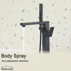 Boyel Living 2-Handle Claw Foot Freestanding Tub Faucet with Hand Shower Floor Mount Bathtub Faucet in Matte Black -Bathroom Faucets Store matte black boyel living dual shower heads bltf0120 mb 4f 1000