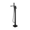 Boyel Living 2-Handle Claw Foot Freestanding Tub Faucet with Hand Shower Floor Mount Bathtub Faucet in Matte Black
