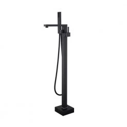 Boyel Living 2-Handle Claw Foot Freestanding Tub Faucet with Hand Shower Floor Mount Bathtub Faucet in Matte Black