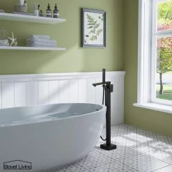 Boyel Living 2-Handle Claw Foot Freestanding Tub Faucet with Hand Shower Floor Mount Bathtub Faucet in Matte Black -Bathroom Faucets Store matte black boyel living dual shower heads bltf0120 mb 76 1000
