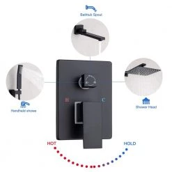 Boyel Living 10 in. Complete Shower System with Bath Tub Faucet and Rough-in Valve in Matte Black -Bathroom Faucets Store matte black boyel living dual shower heads rb0741 1f 1000