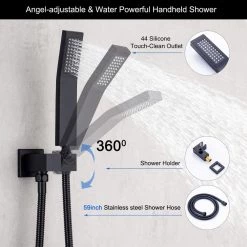 Boyel Living 10 in. Complete Shower System with Bath Tub Faucet and Rough-in Valve in Matte Black -Bathroom Faucets Store matte black boyel living dual shower heads rb0741 fa 1000
