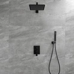 Boyel Living 1-Spray Patterns with 2.5 GPM 10 in. Wall Mount Dual Shower Heads with Pressure Balance Valve in Matte Black -Bathroom Faucets Store matte black boyel living dual shower heads smd 88004b 40 1000