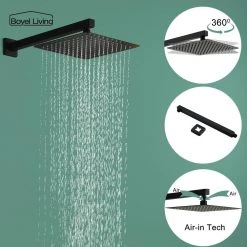 Boyel Living 1-Spray Patterns with 2.5 GPM 10 in. Wall Mount Dual Shower Heads with Pressure Balance Valve in Matte Black -Bathroom Faucets Store matte black boyel living dual shower heads smd 88004b 44 1000