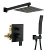 Boyel Living 1-Spray Patterns with 2.5 GPM 10 in. Wall Mount Dual Shower Heads with Pressure Balance Valve in Matte Black