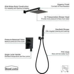 Boyel Living 1-Spray Patterns with 2.5 GPM 10 in. Wall Mount Dual Shower Heads with Pressure Balance Valve in Matte Black -Bathroom Faucets Store matte black boyel living dual shower heads smd 88004b 66 1000