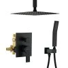 Boyel Living 1-Spray Patterns with 2.5 GPM 12 in. Ceiling Mount Dual Shower Heads with Pressure Balance Valve in Matte Black