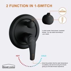 Boyel Living 5-Spray Patterns with 3.2 GPM 10 in. Wall Mount Dual Shower Heads with Rough-In Valve Body and Trim in Matte Black -Bathroom Faucets Store matte black boyel living dual shower heads smd 88040b 10 1d 1000